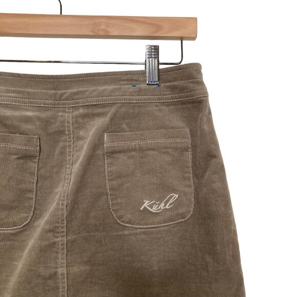 Kuhl Streamline Corduroy Snap Front Mini Skirt Gray Women’s Size 4 Pockets Logo - Picture 4 of 11